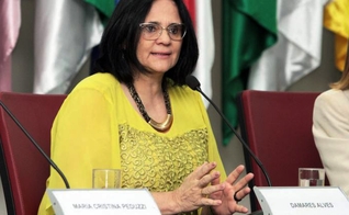 Ministra Damares Alves em audiência na Comissão de Direitos Humanos e Minorias da Câmara. (Foto: Willian Meira/MDH)