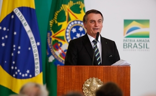 Presidente Jair Bolsonaro na solenidade alusiva aos 200 dias de governo. (Foto: Alan Santos/PR)