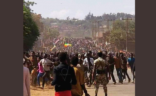 Protestos contra a violência aos cristãos na Etiópia. (Foto: Reprodução/Twitter)