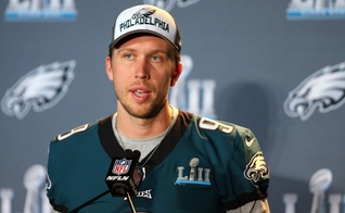 O quarterback Nick Foles durante uma coletiva de imprensa antes do Super Bowl. (Foto: Jerry Lai/USA Today Sports)