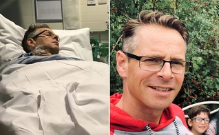 O Pr. Wickland em coma no hospital e hoje recuperado com a família. (Foto: Reprodução/Premier)