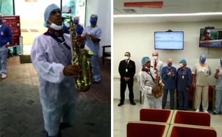 Pastor Kleber Ferraz tocou saxofone em hospital da Zona Norte de São Paulo. (Foto: Arquivo pessoal)