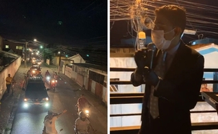 Culto foi feito em cima de trio elétrico acompanhado de carros em Bayeux, na Paraíba. (Foto: Instagram/Eron Cruz)