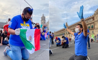 Cristãos em oração nas ruas do centro da Cidade do México, capital do país. (Foto: Marcha de Gloria)