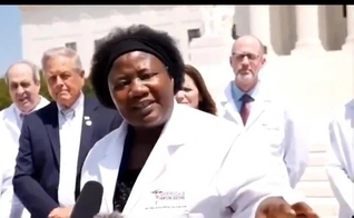 Médica Stella Immanuel, em pronunciamento sobre tratamento de Covid-19. (Foto: Reprodução / BBC