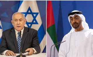 Premiê de Israel, Benjamin Netanyahu, e xeique Mohammed Bin Zayed, dos Emirados Árabes. (Fotos: Reprodução / EFE)