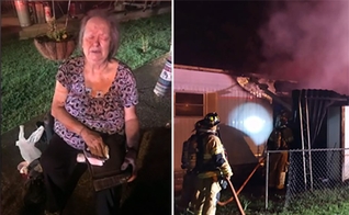 Sheila Cady, de 75 anos, louva a Deus ao encontrar suas Bíblias. (Foto: Reprodução/WRCB)
