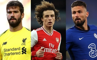 Jogadores como Alisson Becker, David Luiz e Olivier Giroud participaram da ação. (Foto: Montagem/Guiame/Getty Images)