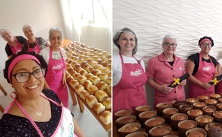 Equipe de mulheres da AD Guaíba produz cerca de 300 pães semanalmente. (Foto: Divulgação/AD Guaíba)