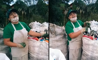 Ana Paula foi filmada cantando enquanto fazia coleta de material reciclado. (Foto: Reprodução/TikTok)