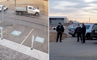 Cercas foram colocadas por policiais ao redor de igreja no Canadá. (Foto: Reprodução/Twitter)