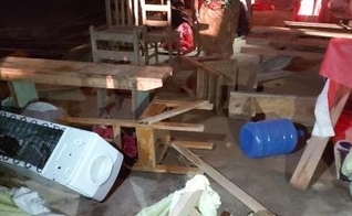 Igreja foi invadida durante culto e destruída por 6 homens. (Foto: Reprodução / Juína News)