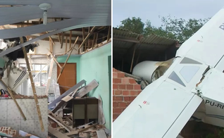 Avião caiu na tarde de domingo (30), em cima de uma casa de Piraquara. (Foto: Reprodução / RPC Curitiba)