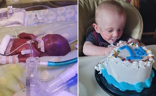 Richard Scott William Hutchinson, menor bebê do mundo, completou 1 ano. (Foto: Guinness World Records)