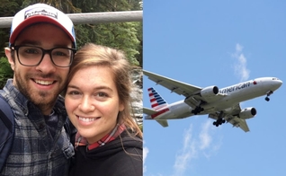 Kyle Donn e a esposa Brittany viajavam no voo 2775 da American Airlines, que havia acabado de decolar de Charlotte e se dirigia para Seattle, nos Estados Unidos, no domingo (30). (Foto: Reprodução/Facebook).