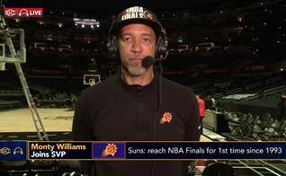 O técnico do Phoenix Suns, Monty Williams, durante entrevista à ESPN. (Foto: Reprodução/NBA on ESPN)