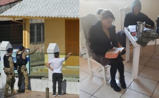 Um dos momentos de negociação entre PM e sequestrador. Foto de Késia lendo a Bíblia durante o sequestro tirada pelo próprio sequestrador. (Foto: Romildo Black/Portal Amorim).