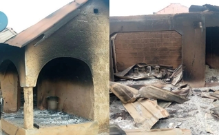 O orfanato Binta foi destruído em 2 de agosto de 2021. (Foto: Pastor Bill Devlin/Facebook). 