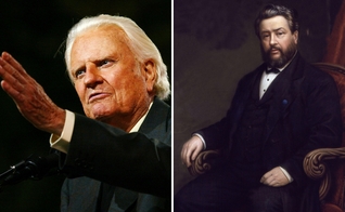 O evangelista Billy Graham e o teólogo Charles Spurgeon. (Foto: Reprodução / IMDB / Wikipedia)