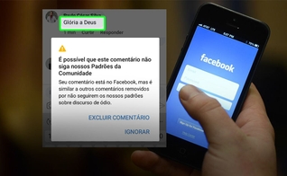 Mensagem do Facebook sobre postagem “Glória a Deus. Aleluia”. (Foto: Montagem Guiame)