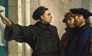 Lutero e a pregação das 95 teses na porta da capela de Wittemberg. (Imagem: Ferdinand Pauwels / domínio público)