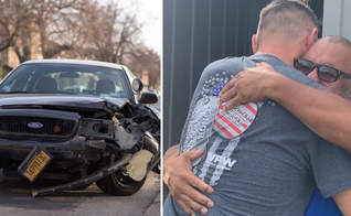 Carro bateu enquanto motorista sofria um ataque cardíaco; reencontro entre Walton e Ward, após alta do hospital. (Foto: Reprodução / WLOX-TV)