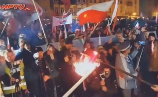 Comício e manifestação antissemita na Polônia. (Foto: Captura de tela/Twitter)