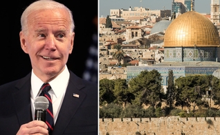 Joe Biden, em Conferência Legislativa da 2020 Iowa State Education Association (ISEA) [à esq.]; Monte do Templo. (Foto: Montagem com imagens de Gage Skidmore / Marcos Paulo Corrêa)