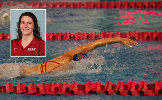 Lia Thomas quebrou ainda mais recordes durante um encontro no fim de semana. (Foto: Twitter / @PennSwimDive)