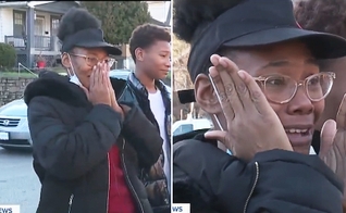 Ebony Johnson chora ao ver a casa pronta. (Foto: Reprodução/WCPO-TV)