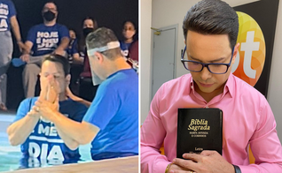 Marcão do Povo em seu batismo nas águas. (Foto: Reprodução / Instagram Marcão do Povo)
