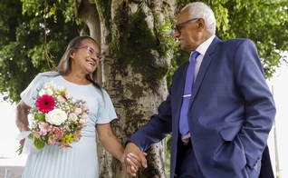 Dona Diras e Seu Sebastião no dia do casamento, em 15 de janeiro. (Foto: Arquivo Pessoal)