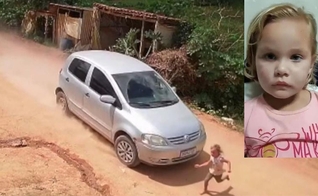 Taislane Schoeder, segundos antes de ser atingida pelo carro. (Foto: Montagem/Captura de tela/Câmeras de segurança)