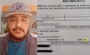 Fausto Martínez recebeu sua certidão com a descrição “NB” (não binário). (Foto: Twitter/Fausto Martínez).