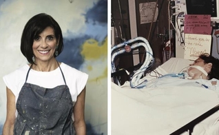 Marcy Gregg hoje, e quando estava em coma. (Foto: Reprodução / Premier)