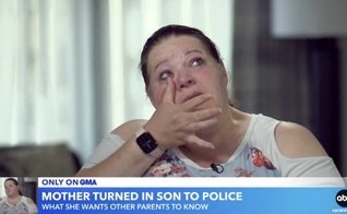 Nichole Schubert chora ao contar sua decisão sobre denunciar o filho. (Captura de tela/Good Morning America)