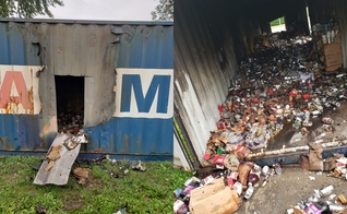 O ataque incendiou toneladas de alimentos que seriam doados pela Harvest Time Christian Fellowships. (Foto: Facebook/Curtiss Ostosh).