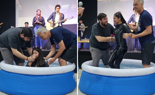 Rafinha Silva se batiza nas águas. (Foto: Arquivo pessoal).