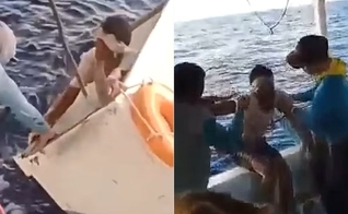 Romualdo Rodrigues foi encontrado muito debilitado por uma embarcação, no Suriname. (Foto: Reprodução/Twitter Record/TV).