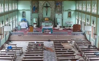 A Igreja Mãe de Deus foi ocupada por tropas militares, no Mianmar. (Foto: Cortesia para a UCA News).