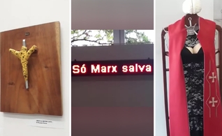 Obras da exposição 'Deslocamento' foi denunciada por parlamentares cristãos. (Foto: Reprodução/Instagram/Nikolas Ferreira) 