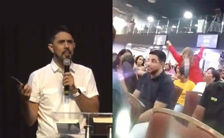 Uma petista perturbou o culto da Igreja Verbo da Vida, no domingo (2), em Petrolina (PE). (Foto: Reprodução/Instagram/Edilson de Lira).