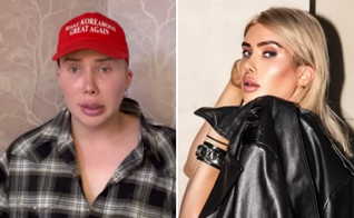 Oli London em entrevista à CBN News [à esquerda]; e antes da destransição [à direita]. (Captura de tela/CBN News/Newsmax)