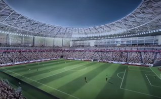 Um dos estádios da Copa do Mundo, no Catar. (Captura de tela/YouTube/Buildr)