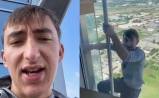 Maison Des Champs subiu em um hotel em Los Angeles para arrecadar fundos para uma mãe em dificuldades. (Foto: Reprodução/Instagram/prolife.spiderman).