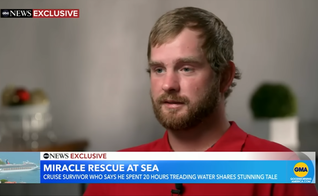 James Grimes, de 28 anos, sobreviveu milagrosamente após ficar 20h à deriva, no Golfo do México. (Foto: Reprodução/YouTube/Good Morning America).