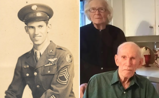 Lloyd Ponder, em 1950; e hoje ao lado de sua esposa Joyce Wiggins. (Foto: Arquivo pessoal de Lloyd Ponder)