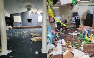 Prédio da igreja depois da catástrofe. (Foto: Facebook/Amanda Christin Williams McCloud)