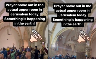 Cristãos oram e louvam dentro do cenáculo de Jerusalém. (Captura de tela/Instagram/Ryan Delling)