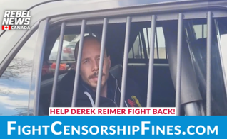 Derek Reimer foi acusado de perturbação por protestar em evento drag. (Foto: Reprodução/Twitter/Rebel News).